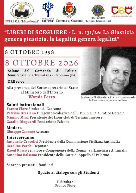 Commemorazione di Mico Geraci - Caccamo 8 ottobre 2026